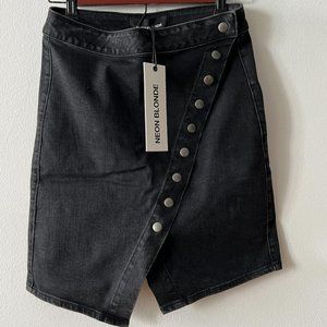 Neon Blonde Black Denim Miniskirt